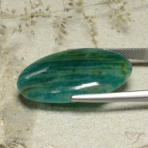 Amazonite Vert bleu naturelle ovale, 25.86 ct, Translucide