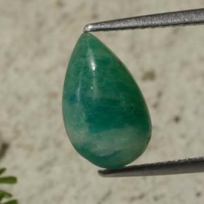 Amazonite Bleu vert naturelle En forme de poire, 2.87 ct, Opaque