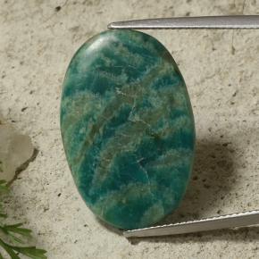 Amazonite bleu-vert naturelle coupe ovale, 15,09 ct, opaque