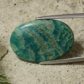 Amazonite bleu-vert naturelle coupe ovale, 15,09 ct, opaque