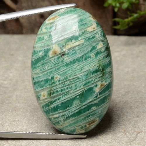 Amazonite Vert pin naturelle Coupe ovale, 52.19 ct, Opaque