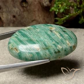 Amazonite Vert pin naturelle Coupe ovale, 52.19 ct, Opaque