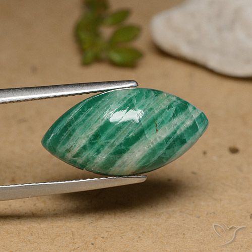 Amazonite vert pin naturelle marquise, 7,96 ct, opaque