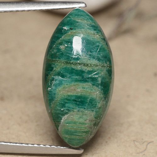 Amazonite vert pin naturelle marquise, 9,57 ct, opaque