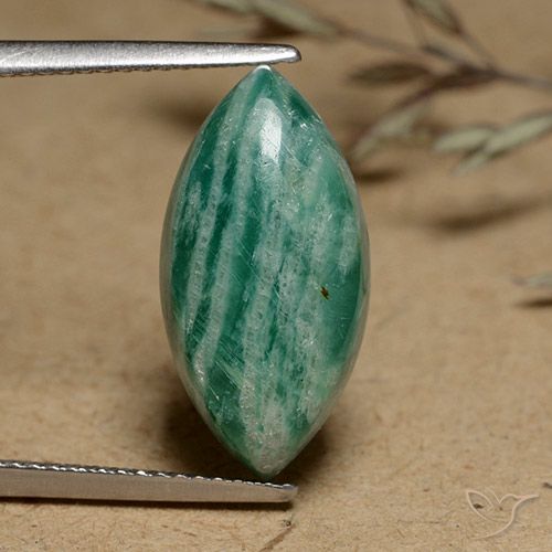 Amazonite Vert moyen-foncé naturelle Marquise, 6.84 ct, Opaque