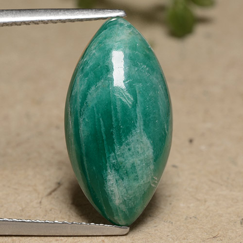 Amazonite vert frais naturelle marquise, 7,04 ct, opaque