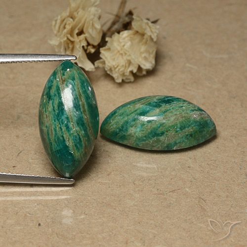 17.92ctw Naturel Vert moyen-foncé Amazonite, Marquise, Opaque