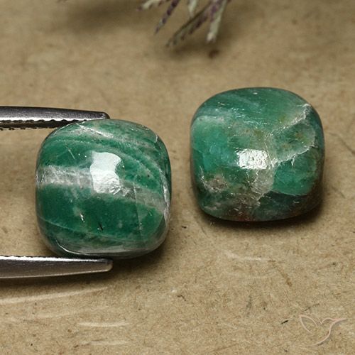 12.11ctw Naturel Vert moyen Amazonite, Coussin, Opaque