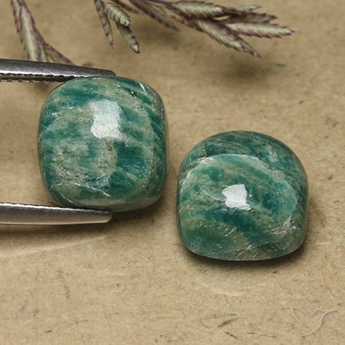 11.45ctw Naturel Vert pin Amazonite, Coussin, Opaque