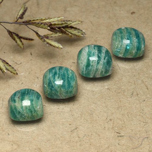 8.14ctw Naturel Vert pin Amazonite, Coussin, Opaque