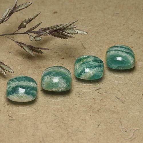 5.92ctw Naturel Vert frais Amazonite, Coussin, Opaque