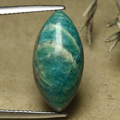 Amazonite vert moyen naturelle marquise, 9,32 ct, opaque
