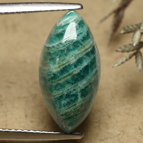 Amazonite vert pin naturelle marquise, 6,80 ct, opaque