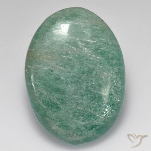 Amazonite vert moyen naturelle coupe ovale, 33,06 ct, translucide