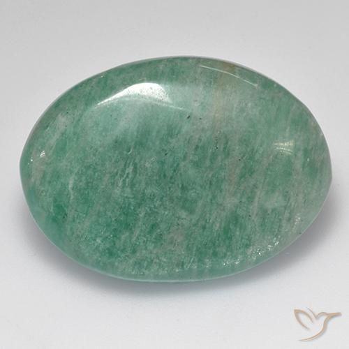 Amazonite vert moyen naturelle coupe ovale, 33,06 ct, translucide