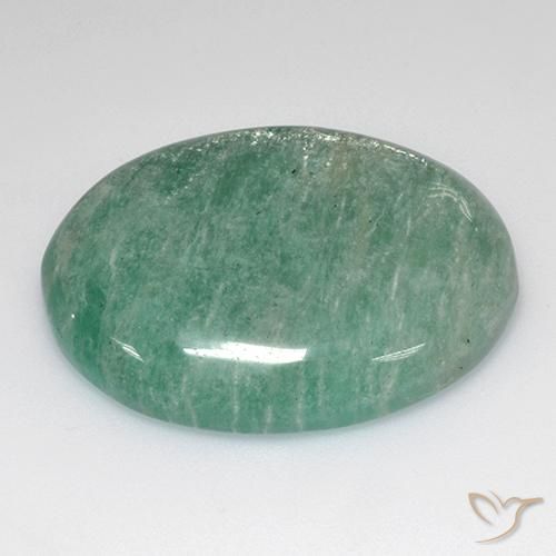 Amazonite vert moyen naturelle coupe ovale, 33,06 ct, translucide
