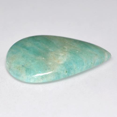Amazonite ton vert et bleu naturelle en forme de poire, 4,32 ct, translucide