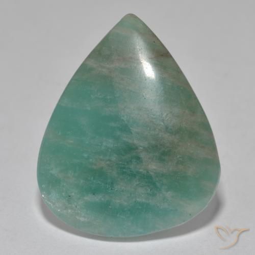 Amazonite ton vert et bleu naturelle en forme de poire, 18,52 ct, translucide