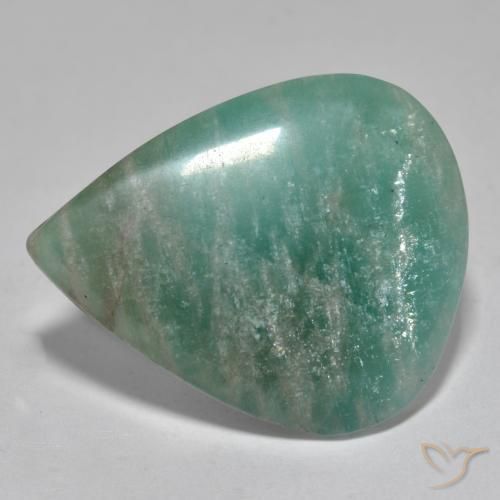 Amazonite ton vert et bleu naturelle en forme de poire, 18,52 ct, translucide