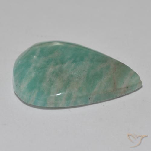 Amazonite ton vert et bleu naturelle en forme de poire, 18,52 ct, translucide
