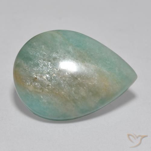 Amazonite Ton vert et bleu naturelle En forme de poire, 16.57 ct, Translucide