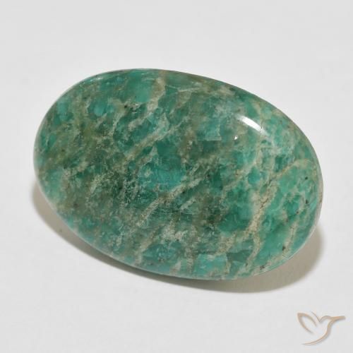 Amazonite Vert frais naturelle ovale, 35.81 ct, Opaque