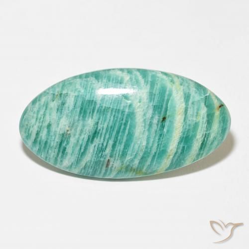 Amazonite Medium Dark-Green naturelle ovale, 37.25 ct, Opaque