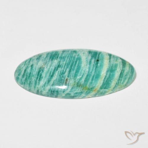 Amazonite Medium Dark-Green naturelle ovale, 37.25 ct, Opaque