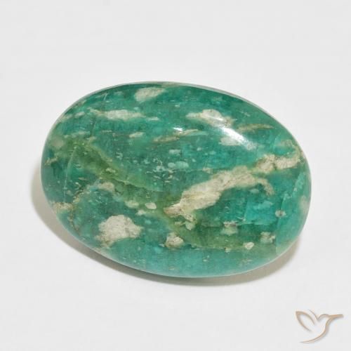 Amazonite Vert foncé naturelle ovale, 35.84 ct, Opaque