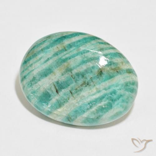 Amazonite Vert multicolore naturelle ovale, 34.84 ct, Opaque