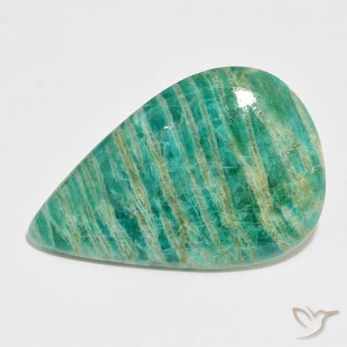 37.44ct Naturel Vert foncé Amazonite, En forme de poire, Opaque