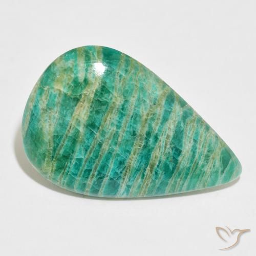 Amazonite Vert foncé naturelle En forme de poire, 37.44 ct, Opaque
