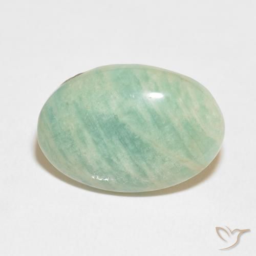 Amazonite Vert mousse léger naturelle ovale, 15.06 ct, Opaque