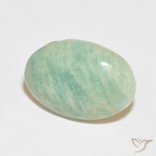 Amazonite Vert mousse léger naturelle ovale, 15.06 ct, Opaque