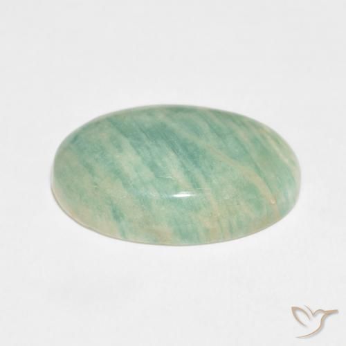 Amazonite Vert mousse léger naturelle ovale, 15.06 ct, Opaque