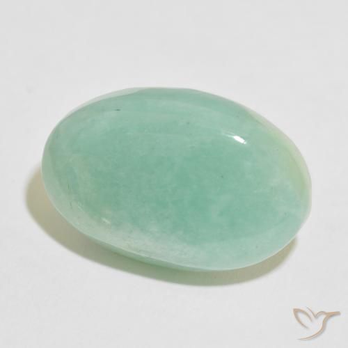 Amazonite Vert océan léger naturelle ovale, 25.05 ct, Opaque