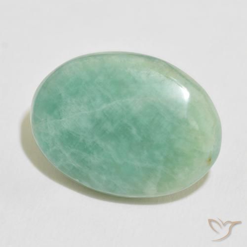 Amazonite Vert océan léger naturelle ovale, 15.65 ct, Opaque