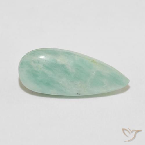 Amazonite Vert océan léger naturelle En forme de poire, 5.27 ct, Opaque