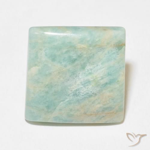 Amazonite Vert mousse léger naturelle Carré, 18.64 ct, Opaque