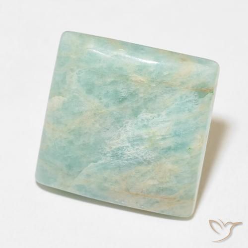 Amazonite Vert mousse léger naturelle Carré, 18.64 ct, Opaque