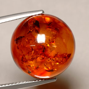 Ambre orange naturelle transparent, 6,16 ct, transparent / translucide