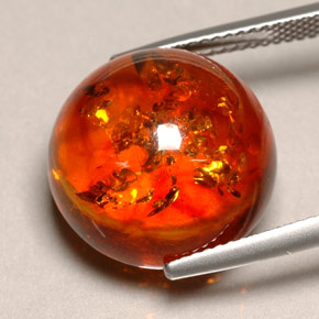 Ambre orange naturelle transparent, 6,16 ct, transparent / translucide