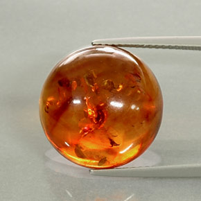 Ambre orange naturelle transparent, 6,06 ct, transparent / translucide