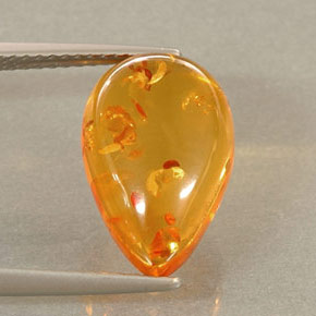 Ambre orange naturelle transparent, 2,41 ct, transparent / translucide