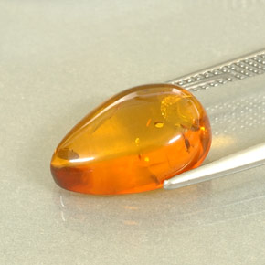 Ambre orange naturelle transparent, 2,56 ct, transparent / translucide