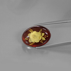 Ambre orange naturelle transparent, 3,92 ct, transparent / translucide