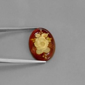 Ambre orange naturelle transparent, 5,43 ct, transparent / translucide