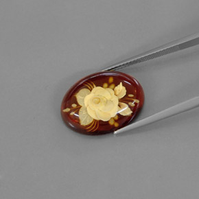 Ambre orange naturelle transparent, 5,59 ct, transparent / translucide