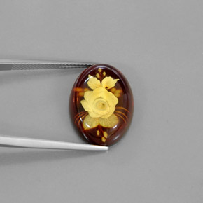 Ambre orange naturelle transparent, 5,78 ct, transparent / translucide