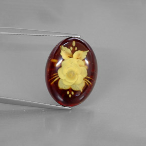 Ambre orange naturelle transparent, 5,44 ct, transparent / translucide